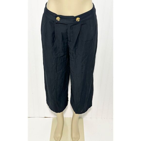 Who What Wear Wide Leg Crop Flowy Pants High Rise Casual Black Women’s Size 4 - Picture 13 of 13